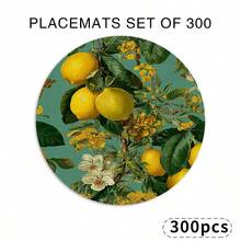 A Circular Placemat Featuring Fresh Lemon, Green Leaves, And Water Droplets, Suitable For Use In Spring, Summer, Autumn, And Winter. It Adopts A Multi-Color Pattern Design And Is Woven From 100% Polyester Fiber. - Multicolor - View 21