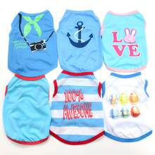 Set de 6 piezas de ropa primaveral y chalecos para mascotas, camisetas impresas para perros, livianas y transpirables, adecuadas para perros pequeños y medianos - Multicolor - Ver 2
