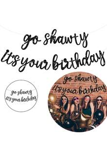 Banner "Go Shawty It's Your Birthday" - Không cần tự làm, chủ đề Hip Hop, banner chúc mừng sinh nhật đã được xâu sẵn, biển hiệu chúc mừng sinh nhật chủ đề Rap dành cho nam và nữ, đồ dùng trang trí tiệc sinh nhật màu đen. - Biểu ngữ sinh nhật Black Go Shawty - Xem 6