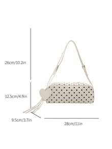 TAYA 女士单肩包，时尚波点腋下包，街头风百搭手提包 - 白色 - 查看 8