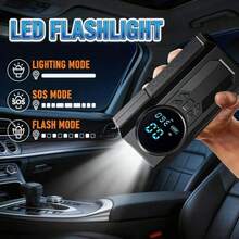 2026 Upgraded Multifunctional Portable Mini Air Compressor With Jump Starter, 150PSI Tire Inflator, Digital Display, Tire Pressure Monitoring, 3-Mode LED Flashlight And Battery Charger, 8000A Peak Current, Vehicle Maintenance Tool! - Black (machine + 5 Nozzles) - View 9