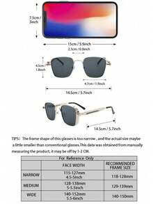 1pc Men Metal Square Frame Personalized Punk Delicate Modern Simple Style Fashion Glasses For Tropical Beach Vacay Outdoor Casual Activities Daily Life Driving Accessories - Multicolor - View 7