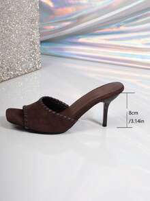 夏季时尚百搭高跟凉鞋 - 咖啡棕 - 查看 2