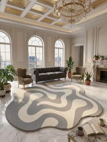 1pc Washable Abstract Faux Wool Rug, Decorative Carpet, Bedroom Decor, Small Rug, Carpet, Home Decor, Living Room Rug, Living Room Small Rug, Bedroom Rug, Living Room Home Decor, Outdoor Rug, Cleanable Rug - Multicolor - View 1