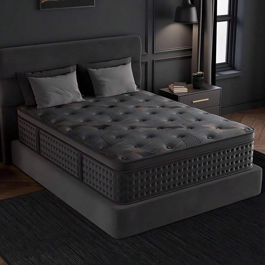 12/14 Inch Bed-In-A-Box Mattresses Are Available In Twin, Full, Queen And King Sizes. Featuring Memory Foam And Pocket Springs, They Offer A Medium-Firm And Ergonomic Design With Long-Lasting Support. Low Motion Transfer Ensures Undisturbed, Restful Sleep For You And Your Partner. - Black - View 1