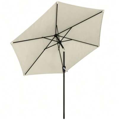 270 Cm Tiltable Parasol, Balcony Parasol With Crank, UV 50+, Garden Parasol, Cream White