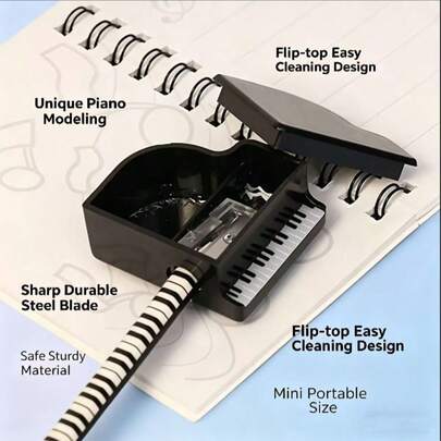 1 chiếc gọt bút chì hình đàn piano sáng tạo, gọt bút chì quay tay chất lượng cao, món quà văn phòng phẩm dễ thương cho mùa tựu trường.