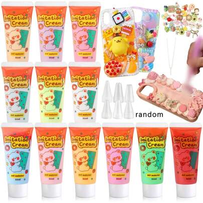 Bộ 3 lọ keo dán dạng kem màu kẹo 50ml, bền lâu, thích hợp cho các sản phẩm thủ công DIY như ốp điện thoại, khung ảnh, đồ giả, khung gương, phụ kiện tóc, nhẫn, trâm cài và các loại trang sức thủ công khác.