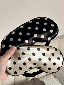 1pc Polka Dot Faux Silk Elastic Sleep Eye Mask - Multicolor - View 9