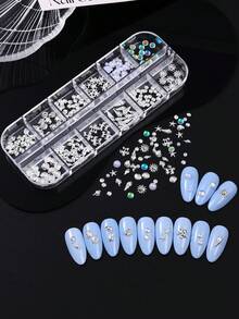Bộ 12 món trang trí móng tay chủ đề đại dương ánh kim, hình sao biển 3D hỗn hợp, cá ngựa, rùa, vỏ sò, cây dừa, kèm hạt ngọc trai và hạt trứng cá nhỏ, thích hợp cho việc tự làm móng, tiệm nail, làm móng chủ đề bãi biển mùa hè. - Nhiều màu - Xem 7