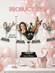 7/14/21Pcs Custom Martini Girl Caricature Birthday Banner, Photo & Text Customizable Bunting Flags, Funny Female Leg-Up Pose Design, Perfect Gift For Best Friends Sisters Coworkers, Milestone Birthday Bachelorette Party Bridal Shower Celebrations - Multicolor 5 - View 11
