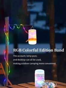1pc Outdoor Camping Atmosphere Light, Includes LED Strip Lights, Self-Hanging Hook, Lighting String, Floodlight, Night Light, Holiday Decor String Lights, Rechargeable Camping Decor Light, Portable Tent Light, Ambiance Fairy Lights, Type-C Port For Phone Charging, Suitable For Outdoor, Camping, Bedroom, Garden, Party, Wedding, Room Decor, Battery Capacity: 1800mAh - Camping Lights - View 9