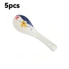 5/6pcs Japanese Style Ceramic Soup Spoons, Household Spoons, Rice Spoons, Dessert Spoons, Coffee Spoons, 6 Different Patterns, Underglaze Design, Microwave And Oven , Suitable For Daily Family Use And Restaurant - View 18