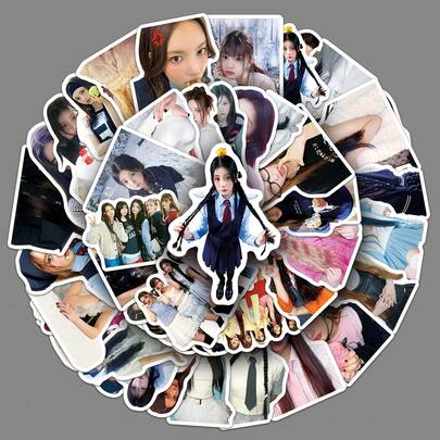 50pcs Girl Group Stickers, Waterproof Stickers For Office Supplies, Lisa Study Supplies, X, DIY Stickers, Decorative Stickers, IRENE Cartoon Stickers, Anime Themed Stickers, Suitable For Phones, Luggage, Laptops, Water Bottles, Guitars