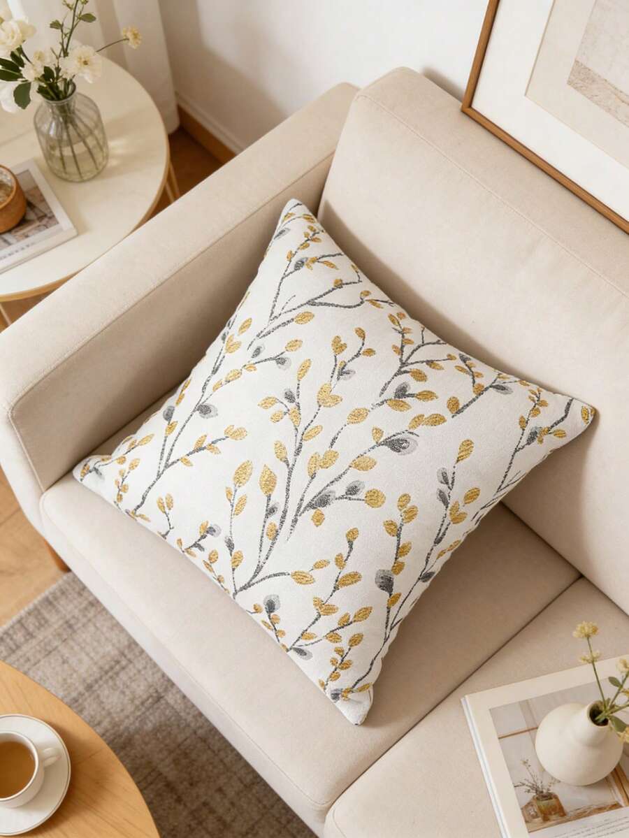 1/2/4 chiếc vỏ gối vuông 2D phẳng - In kỹ thuật số 2D một mặt với họa tiết cây cọ hình học cổ điển màu be và nâu, có khóa kéo, có thể giặt máy, phù hợp trang trí ghế sofa, phòng ngủ và phòng khách. - E - Xem 1