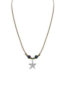 1件套绿松石海星涤纶绳可调节项链，简约海滩风饰品，适合夏季度假、海滩和日常佩戴 - 彩色 - 查看 4