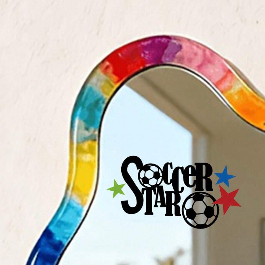 1pc Soccer Window Sticker ,2D Flat Printing ,Football Wall Sticker , Creative Self-Adhesive Removable Decor Sticker, Living Room Bedroom Dining Room Study Bathroom Door Window Glass Beautification Decorative Sticker