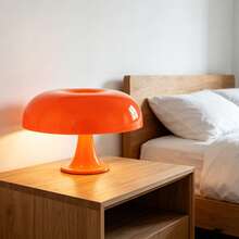 Orange Mushroom LED Desk Lamp 9.84in, Retro USB Table Light For Bedroom, Study, Office, Adjustable Brightness - Orange - View 7