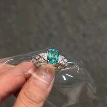 1件装奢华复古渐变绿色中心闪亮装饰腰带 - 滿鑽星河方糖戒 - 查看 5