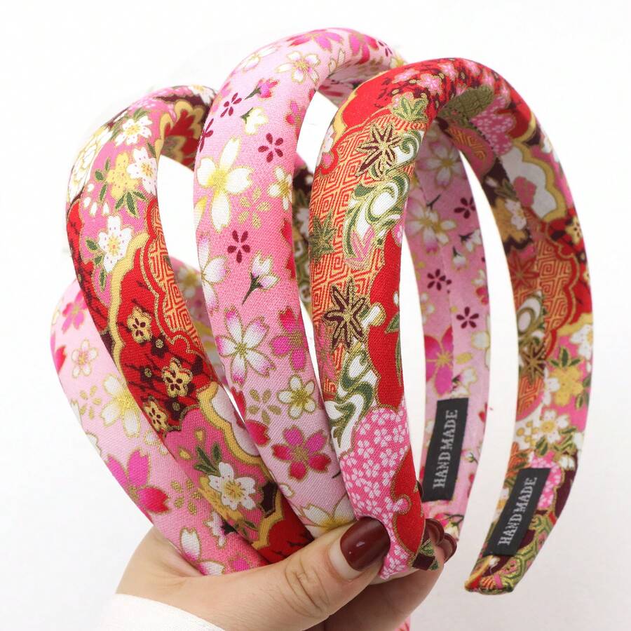1件日式櫻花金箔布料多功能寬版加厚髮箍,適合女性女孩日常戶外穿搭、婚禮 - 1300161 - 查看 1