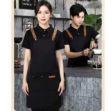 1PC Durable Canvas Work Apron, Waterproof Oil-Resistant Adjustable Bib Apron, Professional Utility Apron For Kitchen, Coffee Shops, Milk Tea Stores & Hair Salons, Stylish Unisex Workwear For Men And Women - Black - View 1