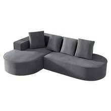 Fully Compressed Frameless Sofa, Modular Sofa (L-Shaped Chaise Lounges), Modern Cloud Sofa (Deep Seats), Compressed Foam Sofa (No Assembly Required) - Grey - View 10