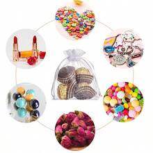 50 pièces Sacs en organza blanc, petits sacs à cordon en maille, sacs cadeaux pour bijoux, pour Pâques, fête, vacances, emballage de faveurs de mariage - Blanc - Voir 5