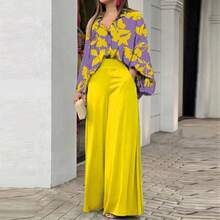 2026 Spring New Women's Casual Sports Suit Fashionable Printed Shirt And Wide-Leg Pants Set - 粉色 - 查看 3