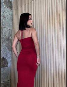 Women's Long Dress Thayna: Elegance, Boldness, Cut-Out, Stylish, Comfortable, 2026, Graduation/Wedding - 紅色 - 查看 2