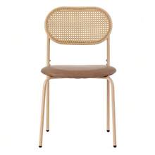 Set Of 6 Dining Chairs, Modern, Simple Leisure Chairs With Four Metal Legs, Rattan Leisure Chairs, Living Room And Bedroom Chairs, Brown - 棕色 - 查看 5