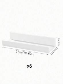 1/2/3/4/6 件装白色亚克力悬浮置物架，免钻孔壁挂式幼儿园书架，壁挂式储物工具架，浴室壁挂式置物架 - 白色 - 查看 12