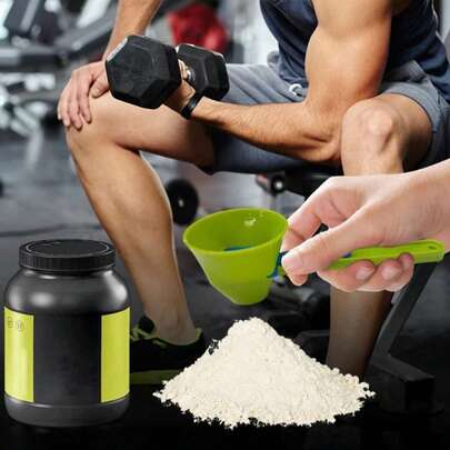 2/4 piezas Cucharas ajustables, embudo para polvo de proteínas - Diseño a prueba de fugas, adecuado para bebidas deportivas, fórmulas y suplementos nutricionales - Herramientas de cocina de plástico duradero, incluye cuchara deslizante medible y estante de almacenamiento, fácil de transportar