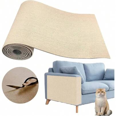 1pc Self-Adhesive Cat Scratching Board Trimmable Cat Carpet Mat Anti Cat Scratcher Furniture Couch Corner Indoor Sofa Wall Protector