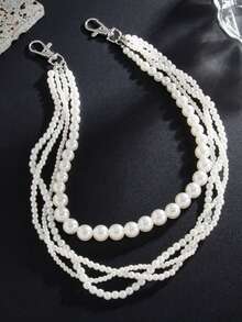 1件复古朋克风多层仿珍珠腰链，水晶十字架装饰，男女通用配饰，创意男友生日礼物 - 多層珍珠褲鏈 - 查看 10