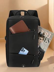 バックパック メンズ ビジネス YKK ファスナー 大容量 A4 対応 撥水加工 耐衝撃 盗難防止 PC 収納 通学 - 黒1 - チェックする 2
