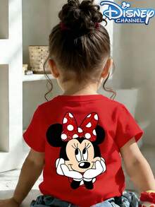 Disney-Licensed Casual Simple Crew Neck Short-Sleeve T-Shirt Printed With A Minnie Pattern, Specially Designed For Infants And Toddlers, Suitable For Both Boys And Girls, Is An Ideal Choice For Summer Wear. - 紅色 - 查看 3