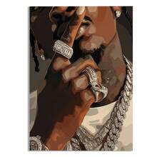 1pc Hip Hop Rapper Portrait Art Print, Streetwear Style Wall Decor, Urban Music Artwork, Rap Culture Poster, Room Decor - Multicolor - View 11