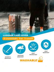 Heavy-Duty Clear Luggage Cover With Hook And Loop Bottom Thick PVC Travel Protective Case For Global Travelers Waterproof Suitcase Protector Perfect For Rainy Flights Protector Suitcase Covers Travel Essential Cruise Essentials Room Home Decor Wedding - Multicolor - View 8