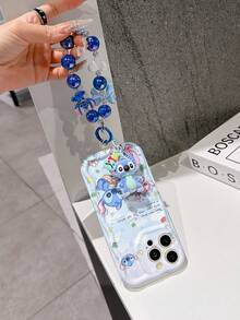 Disney Has Authorized, Phone Case - Chain Set, The Stitch Lilo & Stitch Phone Case Plus A Silicone 3D Or Fluffy Style Stitch Bracelet With Metallic Ring Removable Bracelet, Stitch And Angel Pattern, Compatible With Iphone 17/16/15/14/13/12/11/XS/XR/X Plus Pro Max, Wavy Design Phone Case For Girl, A Stylish Cartoon Summer Phone Case, The Perfect Gift Choice, Phone Protection, Durable Phone Cover, Great Gift For Friends And Family - Kiểu trắng B - Xem 4