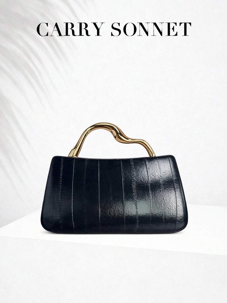 Elegant Handheld Evening Bag, Structured Handbag Design, Women's Fashion Party Clutch, Gift For Her - Black - View 1