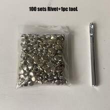 【100个装，含工具】金属双头铆钉，6x6mm 圆钉铆钉，铁质管状按扣铆钉，适用于皮革工艺、鞋履、包袋、腰带、服装维修及DIY项目 - 圖片色 - 查看 6