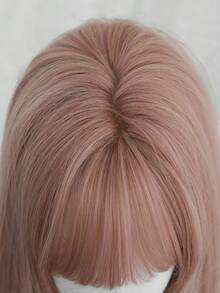 30 Inch Pink Long Layered Straight Wigs For Women - Elegant Wig With Bangs- Dark Roots, Natural Looking Fluffy Very Soft Synthetic Heat Resistant Fiber Full Machine Hair Wig For Girls Daily, Music Festival Party, Cosplay Anime Use, Gift For Friend - Pink - View 7