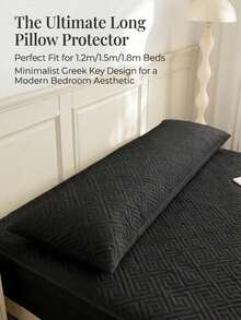 1 Pack Couple Double Pillowcase, Triple Protection Quilted Waterproof Pillow Protector, Anti Saliva Head Oil Stain Dust Resistant, Extend Pillow Life, Pet Friendly, Washable Reusable Machine Washable Soft Breathable Bedding Accessory For Home Hotel Dorm - Black - View 7