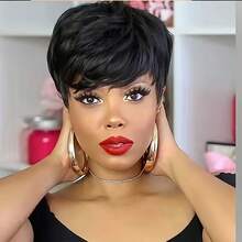 Pixie Cut Wig Human Hair Short Pixie Cut Wigs For Black Women Human Hair Glueless Pixie Wig Short Layered Brazilian Virgin Human Hair Wigs For Women Natural Color - Natural Black - View 11