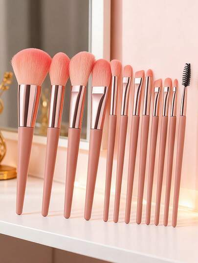 12PCS Pink Makeup Brush Set