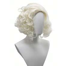 Cosplay Wig For Women, Fluffy Light Blonde Short Curly Wig, Hand-Rolled Retro Style Wig For Holiday Party & Halloween Costume - Ivory White - View 3