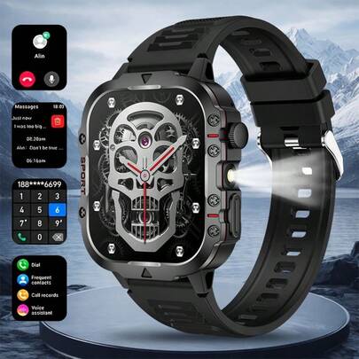 שעון חכם יוניסקס עם תאורת צד-פנס, ספירת צעדים, מעקב קלוריות, מצבי ספורט מרובים, שליטה במוזיקה, מצלמה מרחוק, שיחות אלחוטיות, חוגה ניתנת להתאמה אישית, התראות, אזעקה, מזג אוויר, טעינת USB, שעון חכם רב תכליתי