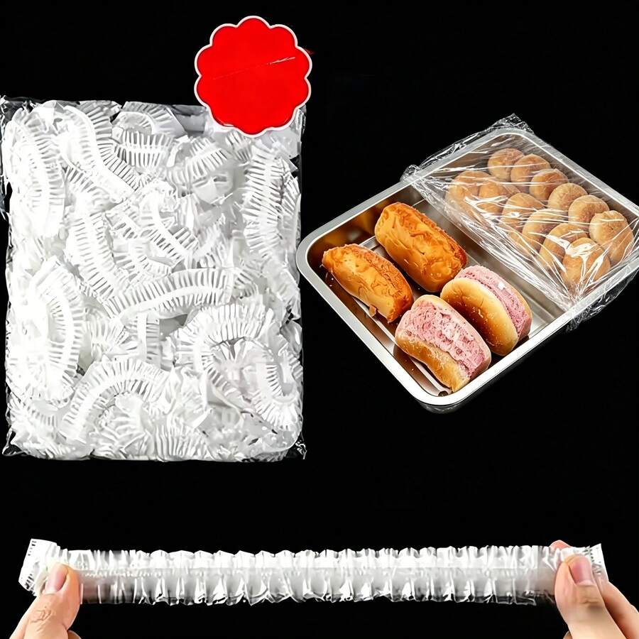 10/60/100片装透明食品罩，食品防尘罩，托盘保护罩，PE防尘罩，食品储存保鲜膜，面包罩，适用于面包店、餐厅、家庭，尺寸60*70厘米