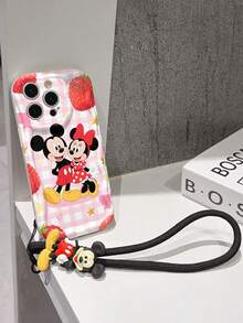 This Disney Mickey Mouse Lanyard Phone Case Is Fully Covered In TPU Material. It's Shockproof, Lightweight, And Compatible With IPhone17/16/11/13/15/15 Plus/15 Pro/15 Pro Max/12/14 Pro Max/11 Pro Max/12 Pro/12 Pro Max/13. This Phone Case Makes A Popular Birthday Gift Or Business Gift; It's Durable, Stain- And Fingerprint Resistant, And Suitable For Both Men And Women. The Set Also Includes A Mickey Mouse Phone Case And A Mickey Mouse Plush Bracelet. It's A Perfect Gift For Friends And Family. This Stylish Phone Case Is Fun, Lightweight, And Durable. IPhone17 Pro Max Phone Case, Minnie Mouse Phone Case. - trắng - Xem 3