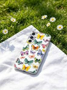 1 Stück modischer, bunter Schmetterling Muster Design Handyhülle | Transparente, weiche TPU Schutzhülle, stoßfest und kratzfest - kompatibel mit Samsung Galaxy A04e/12/A13/A14/A34/A50/A52/A53/A54/S21/S22/S23/S24/S25/S25Ultra und anderen Modellen, Retro, für Selbstnutzung und als Geschenk an Freunde - Verschiedenfarbig - Übersicht 3